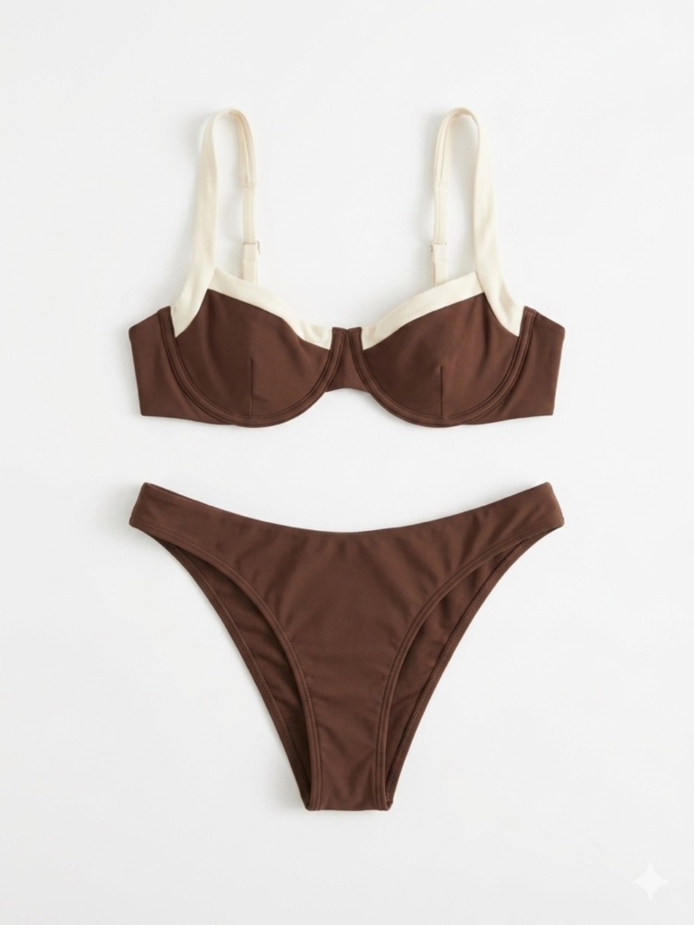 Abercrombie & Fitch Brown Two-Tone Underwire Bikini Set – Women's Swim